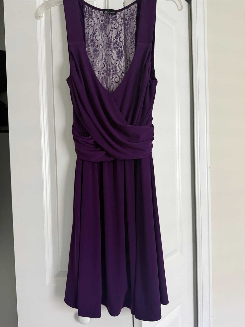 Moda International Purple Lace-Back Sleeveless Midi Dress